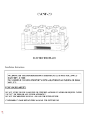Regal Flame CANF-20 Quick Start Manual