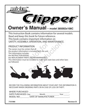 Rover Clipper 385002 108C Series Owner's Manual