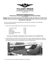 Falcon Ridge CF-19-Z-RW02 Instructions For Installation And Care