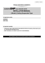 AISIN SEIKI GHP AXSP36P7D Installation Manual