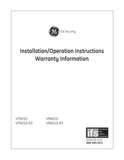 Ge VT6010 Installation & Operation Instructions