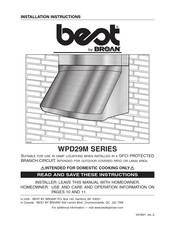 Broan BEST WPD29M Series Installation Instructions Manual