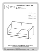 Mainstays GORDON MID CENTURY LOVESEAT MS18-D1-1007-53 Assembly Instructions Manual