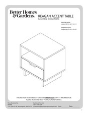 Better Homes and Gardens Reagan Accent BH18-021-199-20 Assembly Instructions Manual