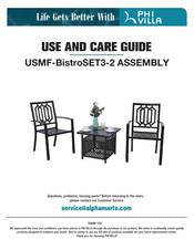 PHI VILLA USMF-BistroSET3-2 ASSEMBLY Use And Care Manual