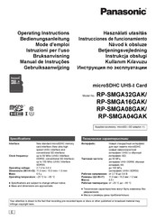 Panasonic RP-SMGA08GAK Operating Instructions Manual