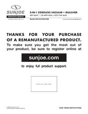 SNOWJOE sunjoe 24V-X2-OGV-RM Operator's Manual