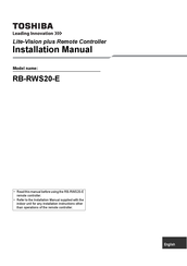 Toshiba RB-RWS20-E Installation Manual
