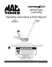 MAG TOOLS LIGHTNING LIFT JSA200LCX Operating Instructions & Parts Manual