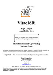 Heat Design Vitae18Bi Installation And Operating Instructions Manual