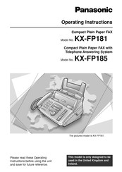 Panasonic KX-FP185 Operating Instructions Manual