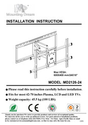 Mounting Dream MD2126-24 Installation Instruction