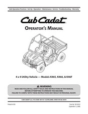 Cub Cadet K466 Operator's Manual