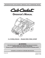 Cub Cadet K465 Operator's Manual