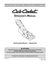 Cub Cadet E18J Operator's Manual