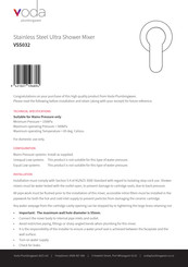 Voda Plumbingware VSS032 Manual