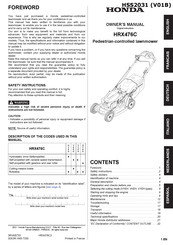 Honda HSS2031 Owner's Manual