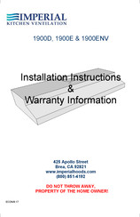 Imperial Cal Products 1900ENV Installation Instructions & Warranty Information