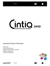Wacom Cintiq 24HD Important Product Information