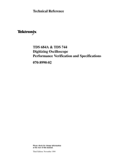 Tektronix TDS 744 Performance Verification Manual