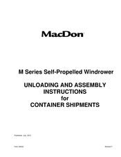 MacDon M 2009 Series Assembly Instructions Manual