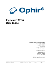 OPHIR Pyrocam IIIHR User Manual