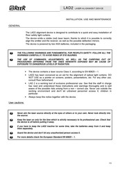 Reer LAD2 General Instruction For Installation Use And Maintenance