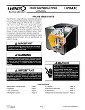 Lennox HPXA16 series Unit Information