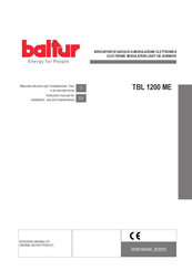baltur TBL 1200 ME Instruction Manual For Installation, Use And Maintenance
