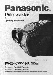 Panasonic Palmcorder PV-A16-K Operating Instructions Manual