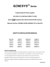TDK-Lambda GH60-25 Product Safety & Installation Manual