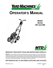 MTD YARD MACHINES 588 Series Operator's Manual