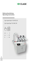 clage Zip HydroTap G5 BC 20 Operating Instructions Manual