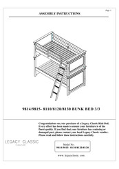 Legacy Classic Furniture 9815-8120 Assembly Instructions Manual