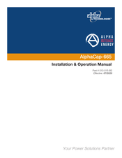 Alpha Technologies Alpha Outback Energy AlphaCap-665 Installation & Operation Manual