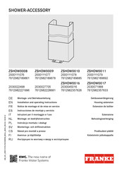 Franke ZSHOW0011 Installation And Operating Instructions Manual