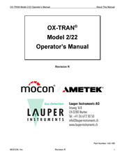 Lauper Instruments Mocon Ametek OX-TRAN 2/22 Operator's Manual