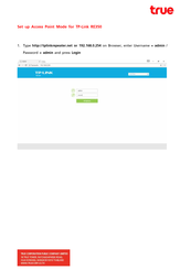 True TP-Link RE350 Quick Start Manual