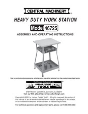 Harbor Freight Tools Central Machinery 46725 Assembly And Operating Instructions Manual