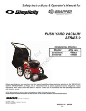 Simplicity SNAPPER SV25675B Safety Instructions & Operator's Manual