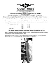 Falcon Ridge Polaris General Instructions For Installation And Care