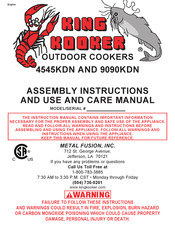 Metal Fusion King Kooker 9090KDN Assembly Instructions And Use And Care Manual