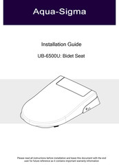 Aqua-Sigma UB-6500U Installation Manual