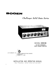 Bogen Challenger Solid State Series Installation And Operating Manual