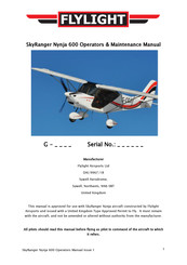 Flylight Airsports SkyRanger Nynja 600 Operator's  Maintenance Manual