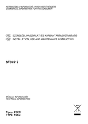 Multikomplex STCL919 50 Installation, Use And Maintenance Instruction
