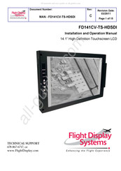 Flight Display Systems FD141CV-TS-HDSDI Installation And Operation Manual