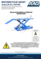 Aaq AutoLift AL-243156 Installation Manual & Operation Instructions