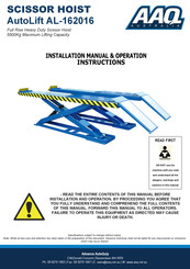 AAQ AutoLift AL-162016 Installation Manual & Operation Instructions