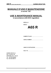 Garbin A65 R Use & Maintenance Manual
